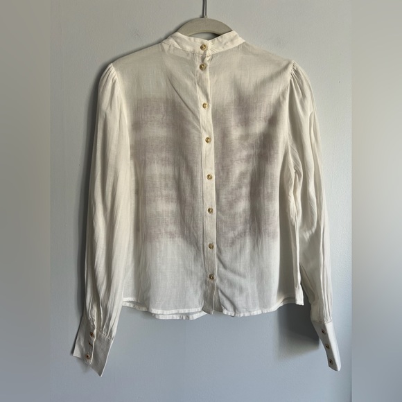 274 Anthropologie Meadow Rue Embroidered Mock Neck Back Buttons Blouse size 2 - Picture 10 of 16